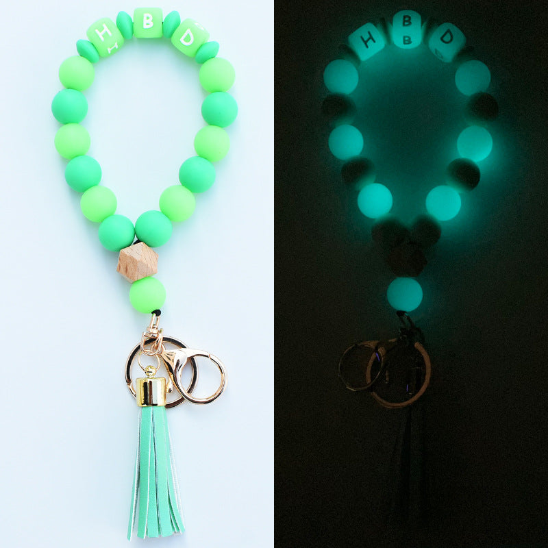 Wholesale Silicone Beaded Alphabet Wrist Keychain